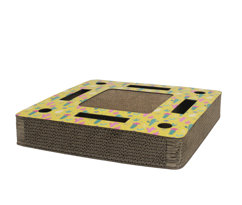 A&E Cage Company Pampurred Paws Cat Scratcher with Track Ball 12.6"x12.6"x2.36" (Square Track Maze)