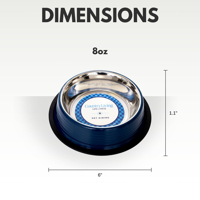 Country Living Set of 2 Ribbed Non-Slip Pet Bowls – Poseidon Blue