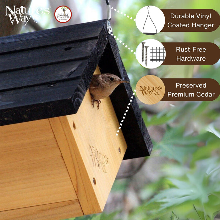 Nature's Way Bird Products Traditional Cedar Wren House, 8 x 8.875 x 8.125 inches