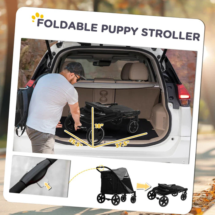 Furr Baby Gifts One-Click Foldable Stroller for Large Medium Small Dogs, Pet, Cats with Storage