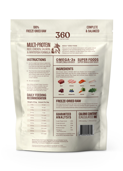 360 Pet Nutrition Multi-Protein Adult Freeze-Dried Raw Formula 5oz