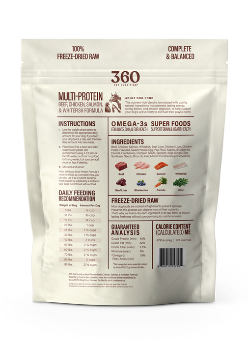 360 Pet Nutrition Multi-Protein Adult Freeze-Dried Raw Formula 5oz