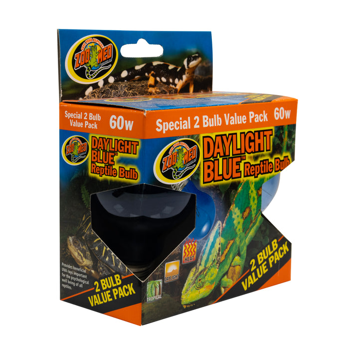 Zoo Med Daylight Blue Reptile Bulb Blue 60 Watt 2 Pack