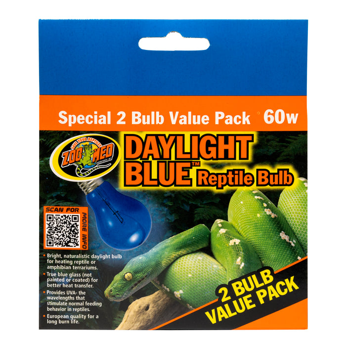 Zoo Med Daylight Blue Reptile Bulb Blue 60 Watt 2 Pack
