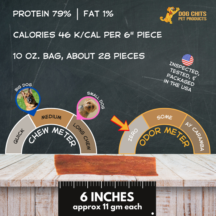 Dog Chits Pet Products Beef Jerky Flats Dog Treats 6 Inch - 10 oz.