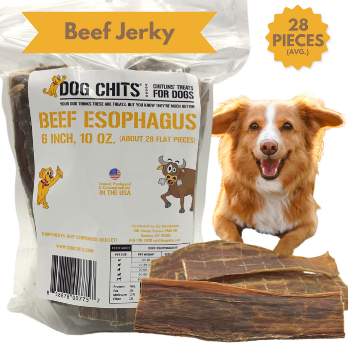 Dog Chits Pet Products Beef Jerky Flats Dog Treats 6 Inch - 10 oz.