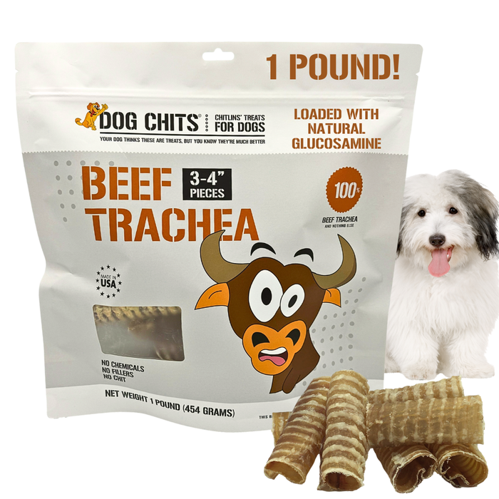 Dog Chits Pet Products Beef Trachea Dog Treats (3"-4" pieces) - 1 lb.