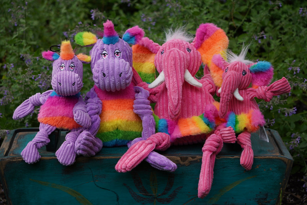 HuggleHounds Rainbow Elephant Knottie® Plush Dog Toy