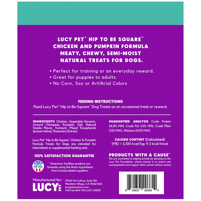 Lucy Pet Products Hip to Be Square Limited Ingredient Dog Treats Chicken & Pumpkin 6 oz