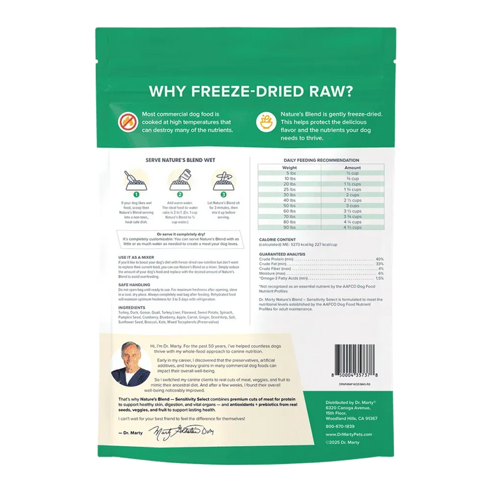 Dr Marty Nature's Blend Sensitivity Select Freeze Dried Raw Dog Food