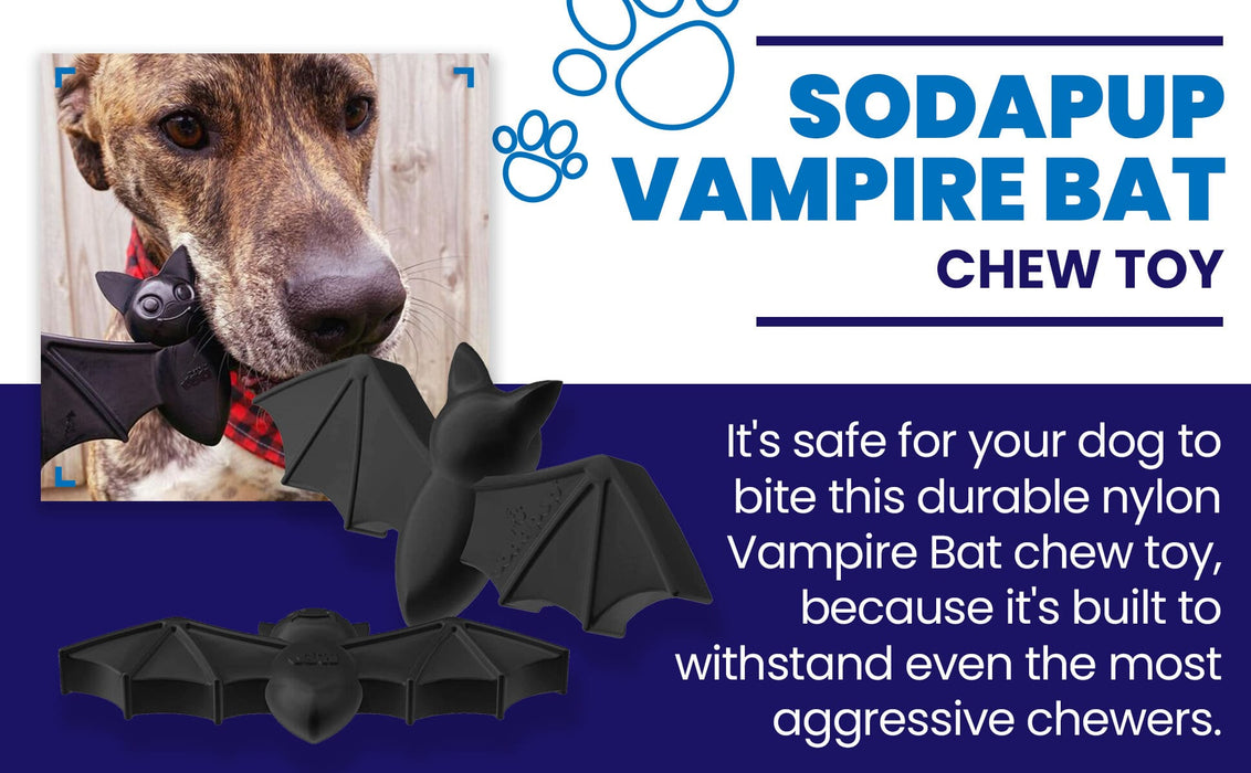 SodaPup Vampire Bat Ultra Durable Nylon Dog Chew Toy for Aggressive Chewers- Black