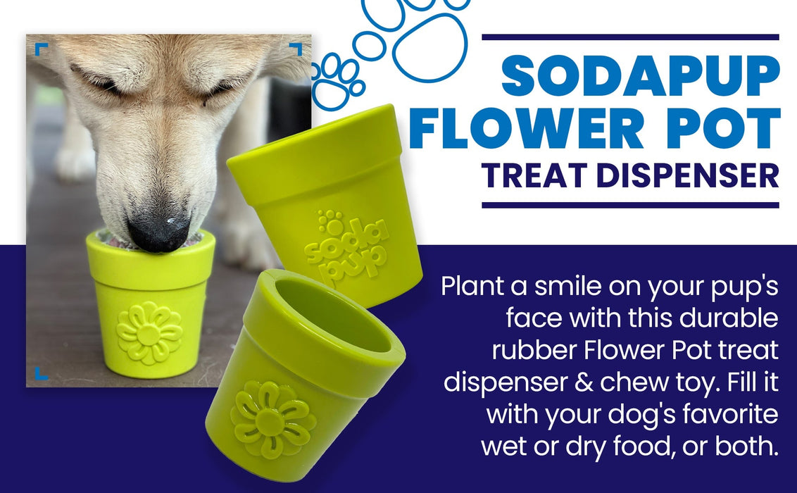 SodaPup Large Flower Pot Durable PUP-X Rubber eCup Treat Dispenser & Enrichment Toy
