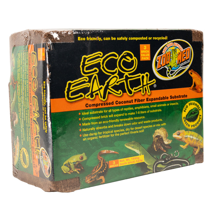 Zoo Med Eco Earth Coconut Fiber Substrate Brown 3 Pack