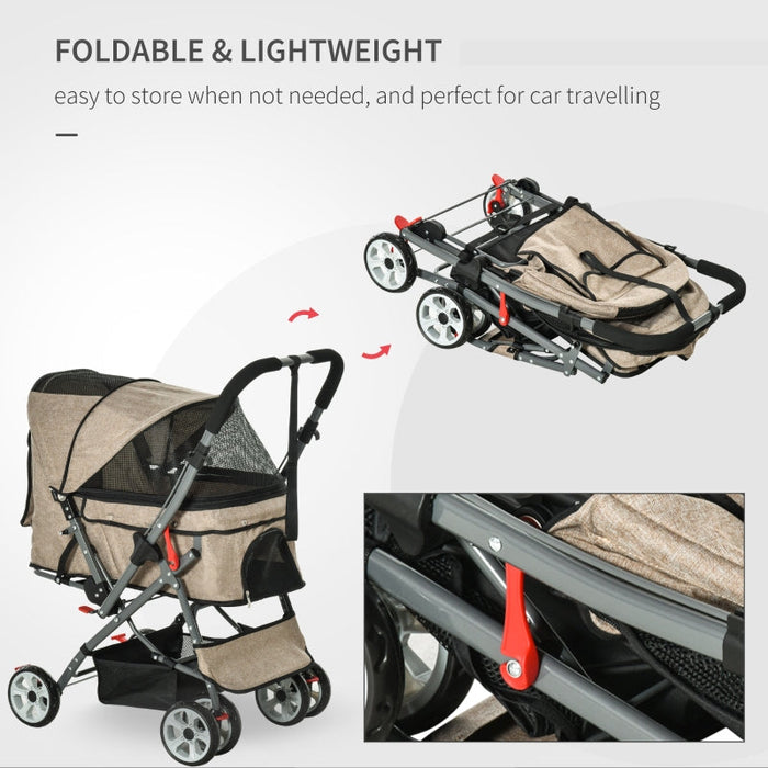 Furr Baby Gifts Pet Foldable Travel Carriage Stroller with Reversible Handle