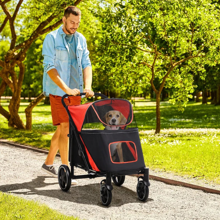 Furr Baby Gifts One-Click Foldable Stroller for Large Medium Small Dogs, Pet, Cats with Storage