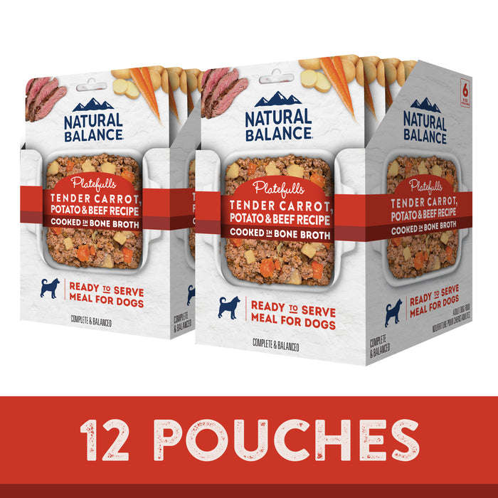 Natural Balance Pet Foods Original Ultra Platefulls Wet Dog Food Pouch Tender Carrot, Potato & Beef Recipe 9oz (Pack of 12)
