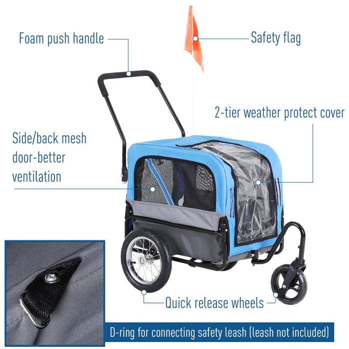 Furr Baby Gifts 3 Wheel Pet 2-in-1 Jogging Stroller Bike Trailer