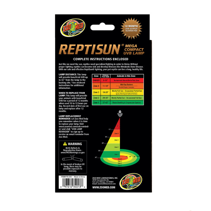 Zoo Med ReptiSun Mega Compact UVB/UVA Lamp 65W