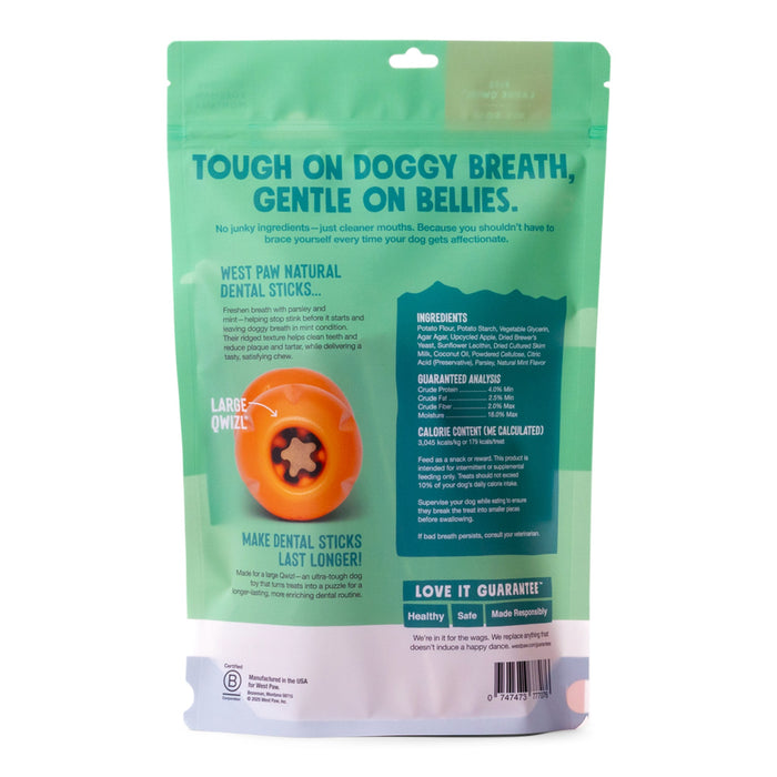 West Paw Natural Dog Treats Dental Sticks Large 14 oz