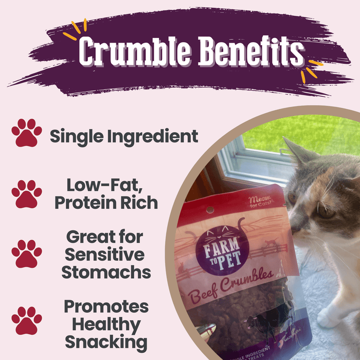 Farm to Pet Beef Crumbles High Protein Cat Treats 3 oz