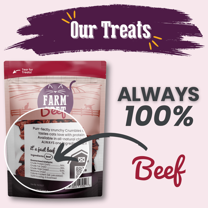 Farm to Pet Beef Crumbles High Protein Cat Treats 3 oz