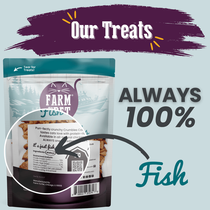 Farm to Pet All-Natural Fish Crumbles Cat Treats 3 oz