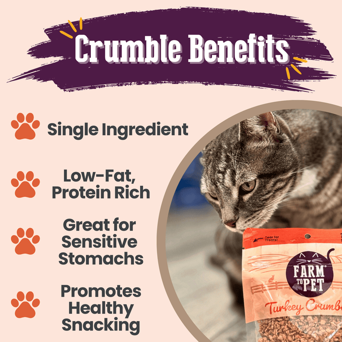 Farm to Pet Turkey Crumbles Grain-Free Cat Treats 3 oz