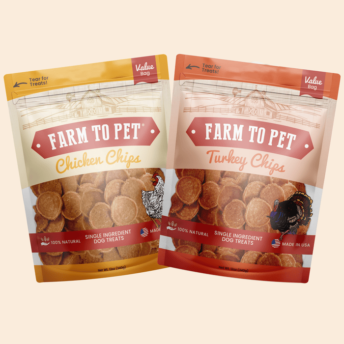 Farm to Pet Turkey & Chicken Chip Single-Ingredient Dog Treat Duo