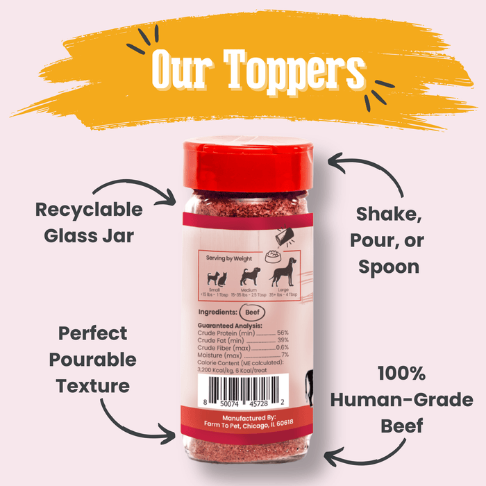 Farm to Pet Treat Topper Beef Dog Powdered Food Topper 4.7 oz