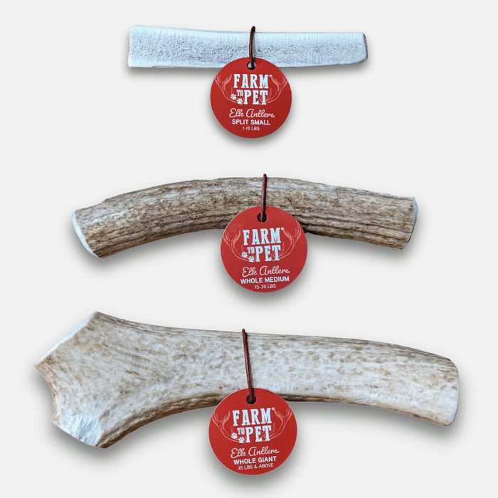 Farm to Pet All-Natural Whole and Split Elk Antler Dog Chews