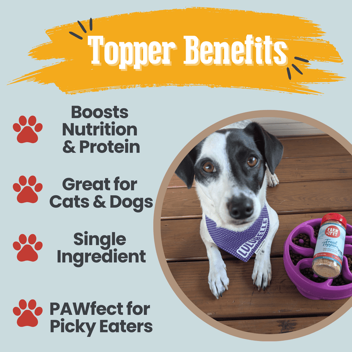 Farm to Pet Treat Topper Fish Dog and Cat Low-Fat Food Topper 4.7 oz