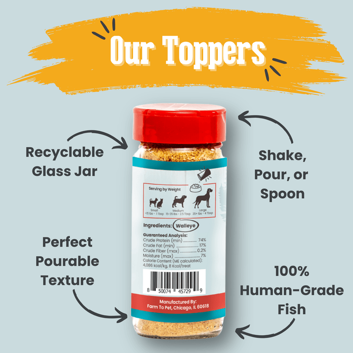 Farm to Pet Treat Topper Fish Dog and Cat Low-Fat Food Topper 4.7 oz