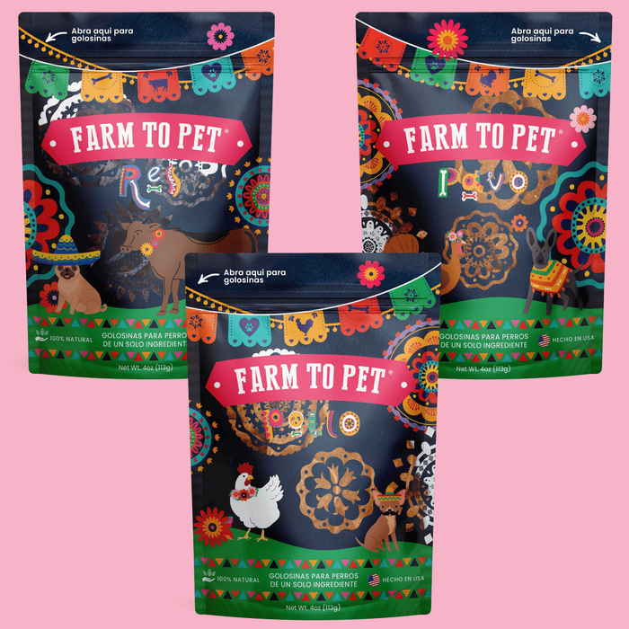 Farm to Pet Premios Para Perros Fiesta Pack Dog Treat Variety Bundle