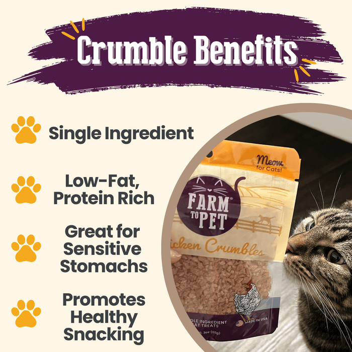 Farm to Pet Chicken Crumbles Single-Ingredient Cat Treats 3 oz