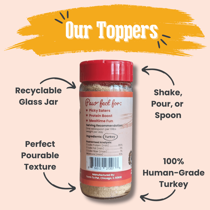Farm to Pet Treat Topper Turkey Dog and Cat Food Topper 4.2 oz