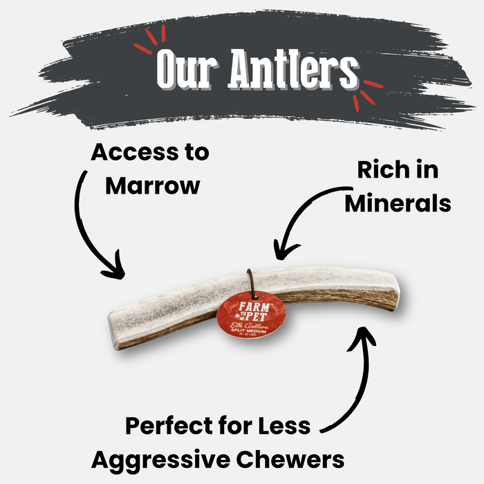 Farm to Pet All-Natural Whole and Split Elk Antler Dog Chews