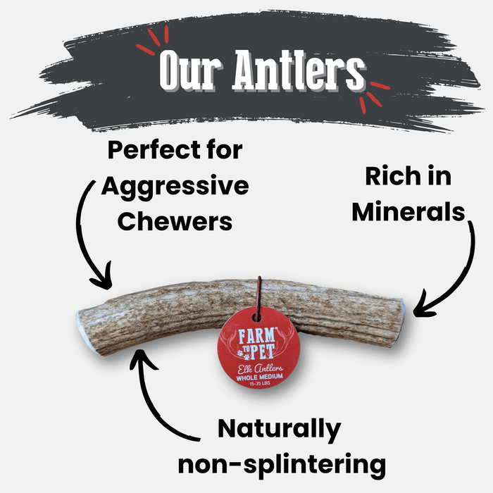 Farm to Pet All-Natural Whole and Split Elk Antler Dog Chews