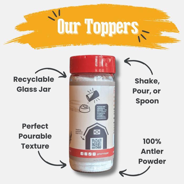 Farm to Pet Treat Topper Antler Powder Dog and Cats Food Topper 4.4 oz