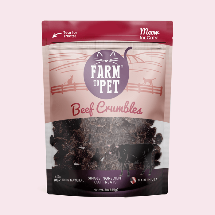 Farm to Pet Beef Crumbles High Protein Cat Treats 3 oz