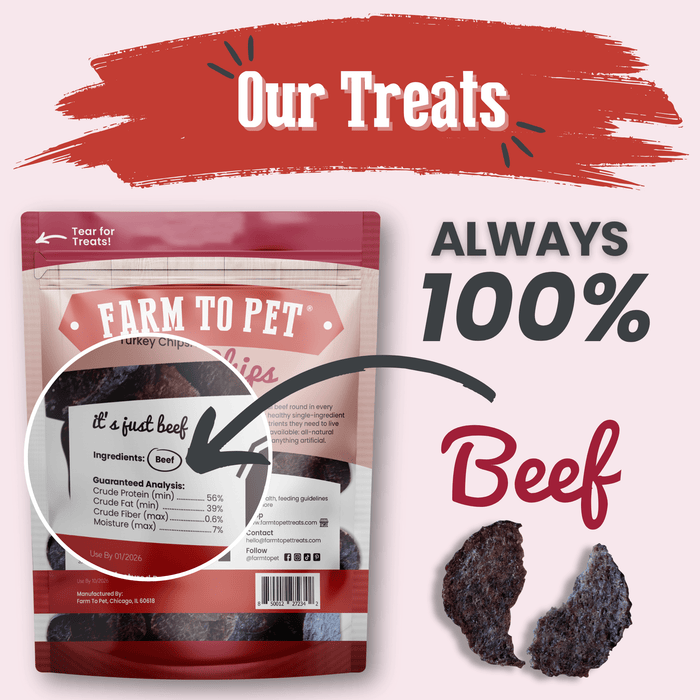 Farm to Pet Beef Chips Single-Ingredient Healthy Dog Treats