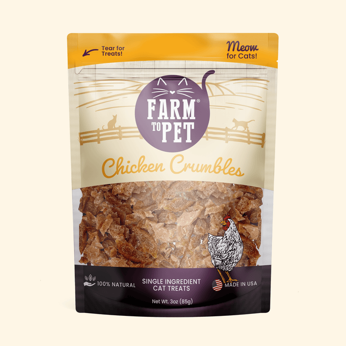 Farm to Pet Chicken Crumbles Single-Ingredient Cat Treats 3 oz