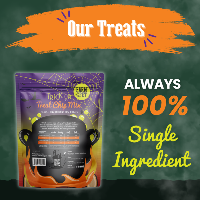 Farm To Pet Trick or Treat Chip Mix Halloween Dog Treats