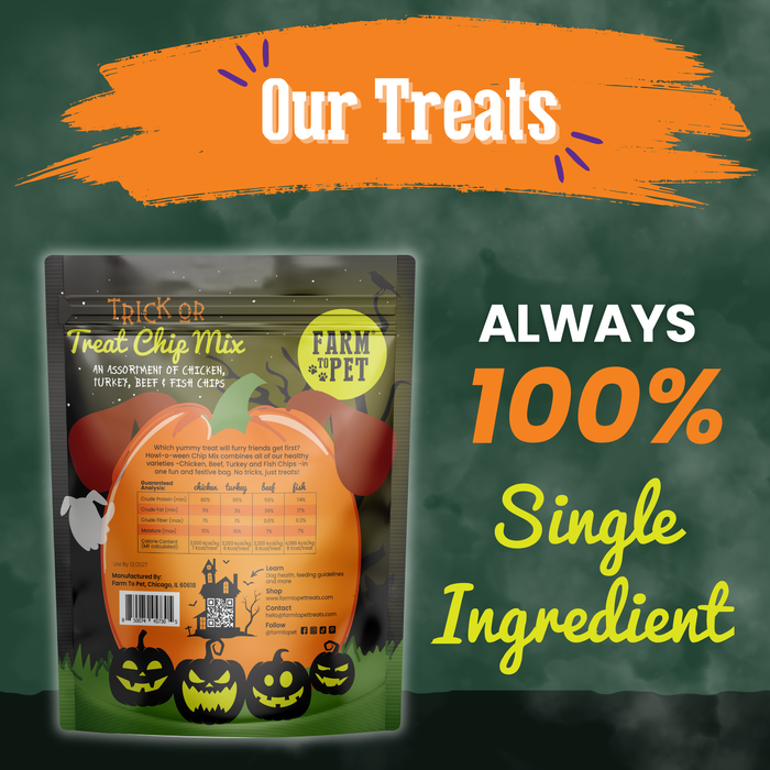 Farm To Pet Trick or Treat Chip Mix Halloween Dog Treats
