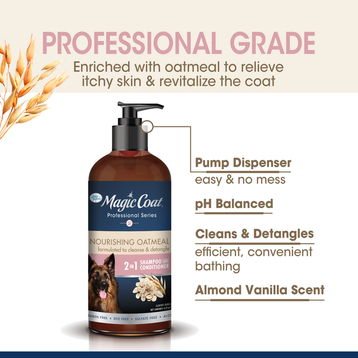 Four Paws Magic Coat Professional Series Nourishing Oatmeal 2 in 1 Dog Shampoo and Conditioner 16 Ounce (1 Count)