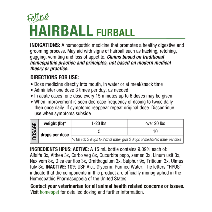 HomeoPet FELINE Furball Relief 0.5 fl. oz