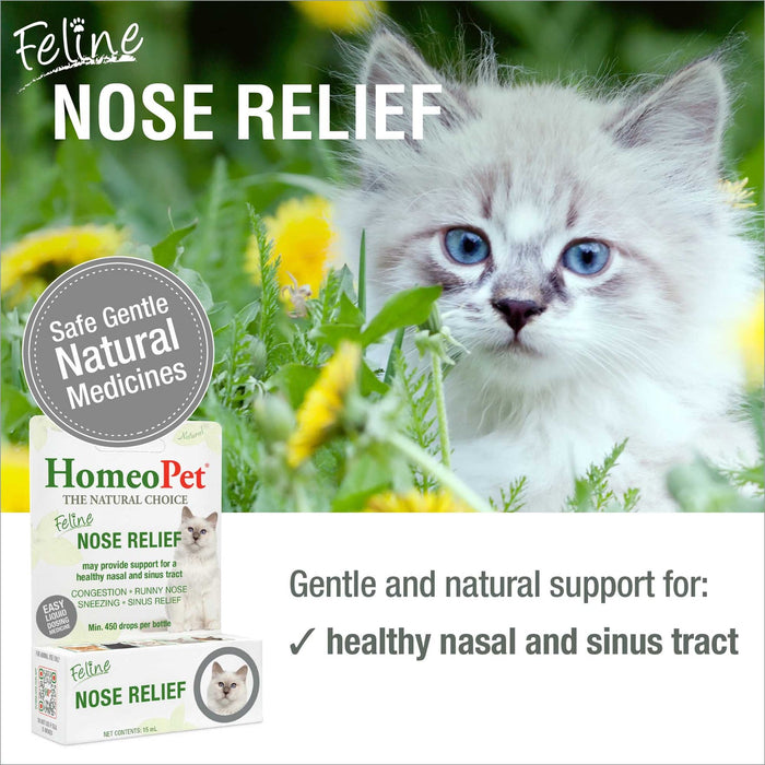 HomeoPet Feline Nose Relief Homeopathic Medicine for Nasal and Sinus Infection for Cats, 450 drops 15 ml