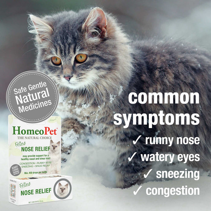 HomeoPet Feline Nose Relief Homeopathic Medicine for Nasal and Sinus Infection for Cats, 450 drops 15 ml