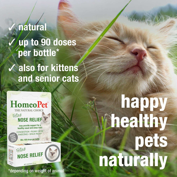 HomeoPet Feline Nose Relief Homeopathic Medicine for Nasal and Sinus Infection for Cats, 450 drops 15 ml