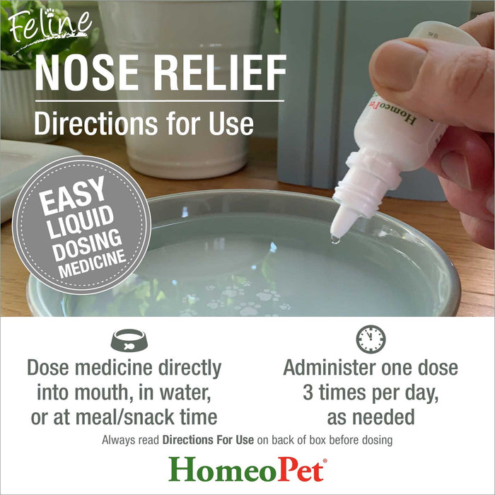 HomeoPet Feline Nose Relief Homeopathic Medicine for Nasal and Sinus Infection for Cats, 450 drops 15 ml