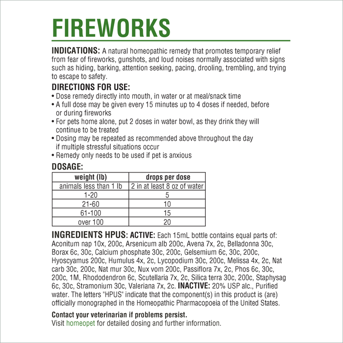 HomeoPet Anxiety Fireworks 15 ml
